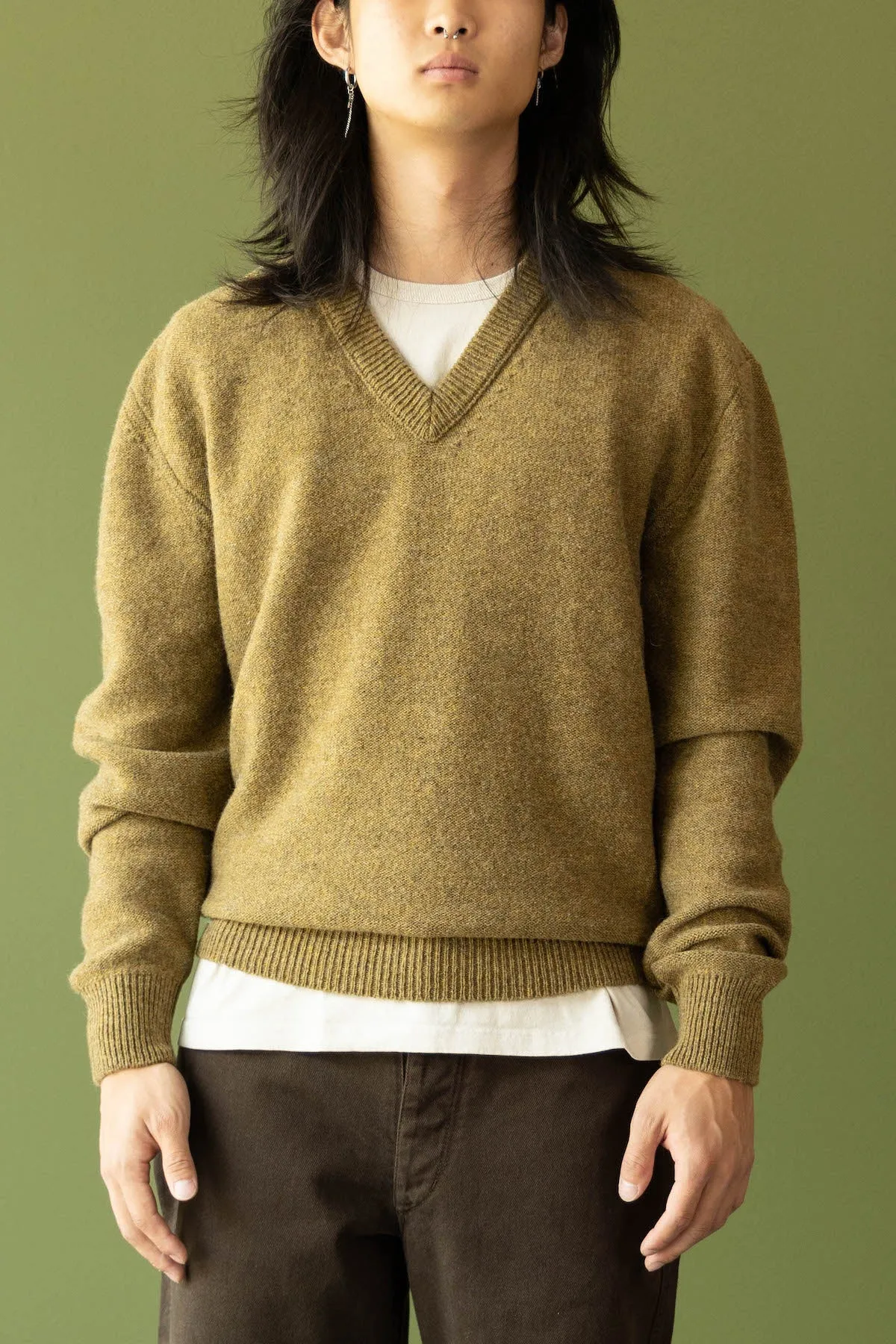 V-Neck Sweater - Dark Mustard