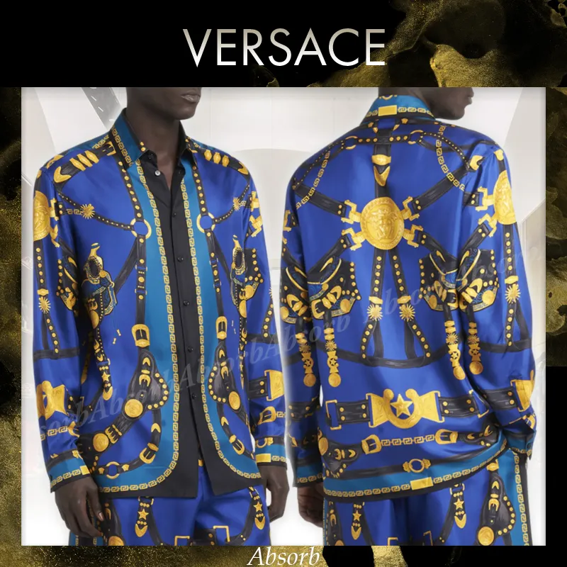 VERSACE  |Silk Street Style Long Sleeves Luxury Shirts