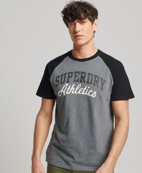 Vintage Gym Athletic Raglan T Shirt | Rich Charcoal Marle/Black