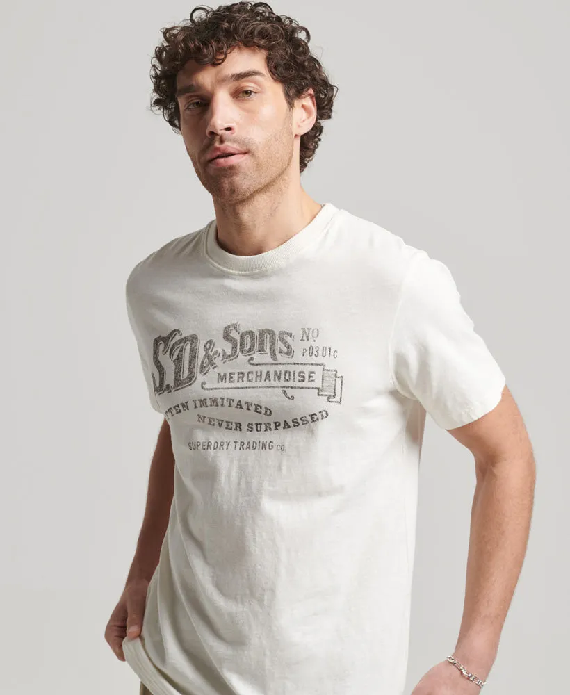 Vintage Script Workwear T Shirt | Chalk