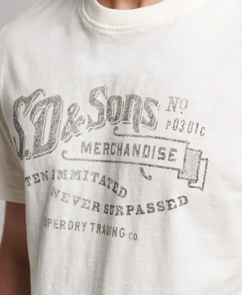 Vintage Script Workwear T Shirt | Chalk