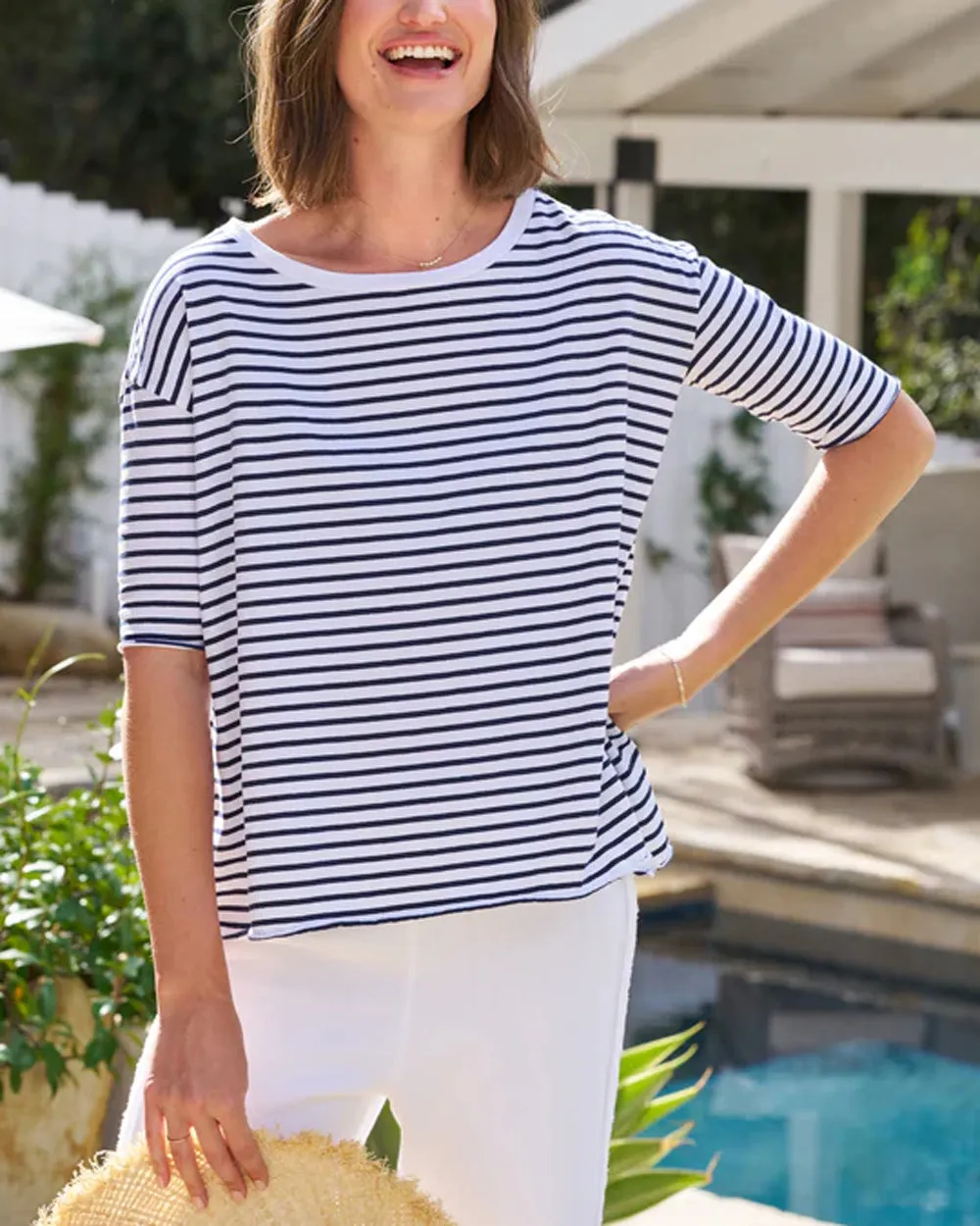 White and British Royal Navy Stripe Josephine French Tee