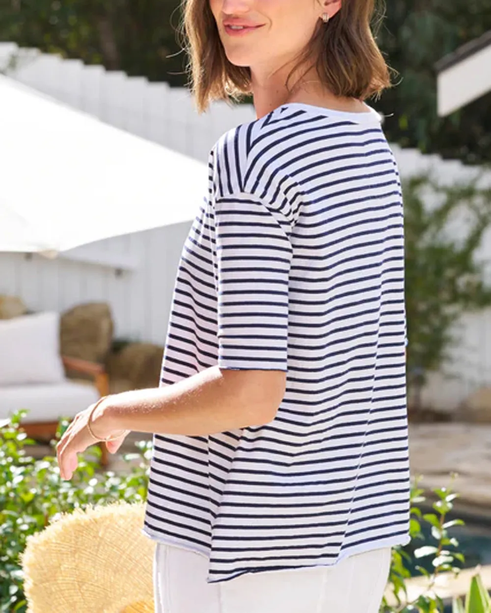 White and British Royal Navy Stripe Josephine French Tee