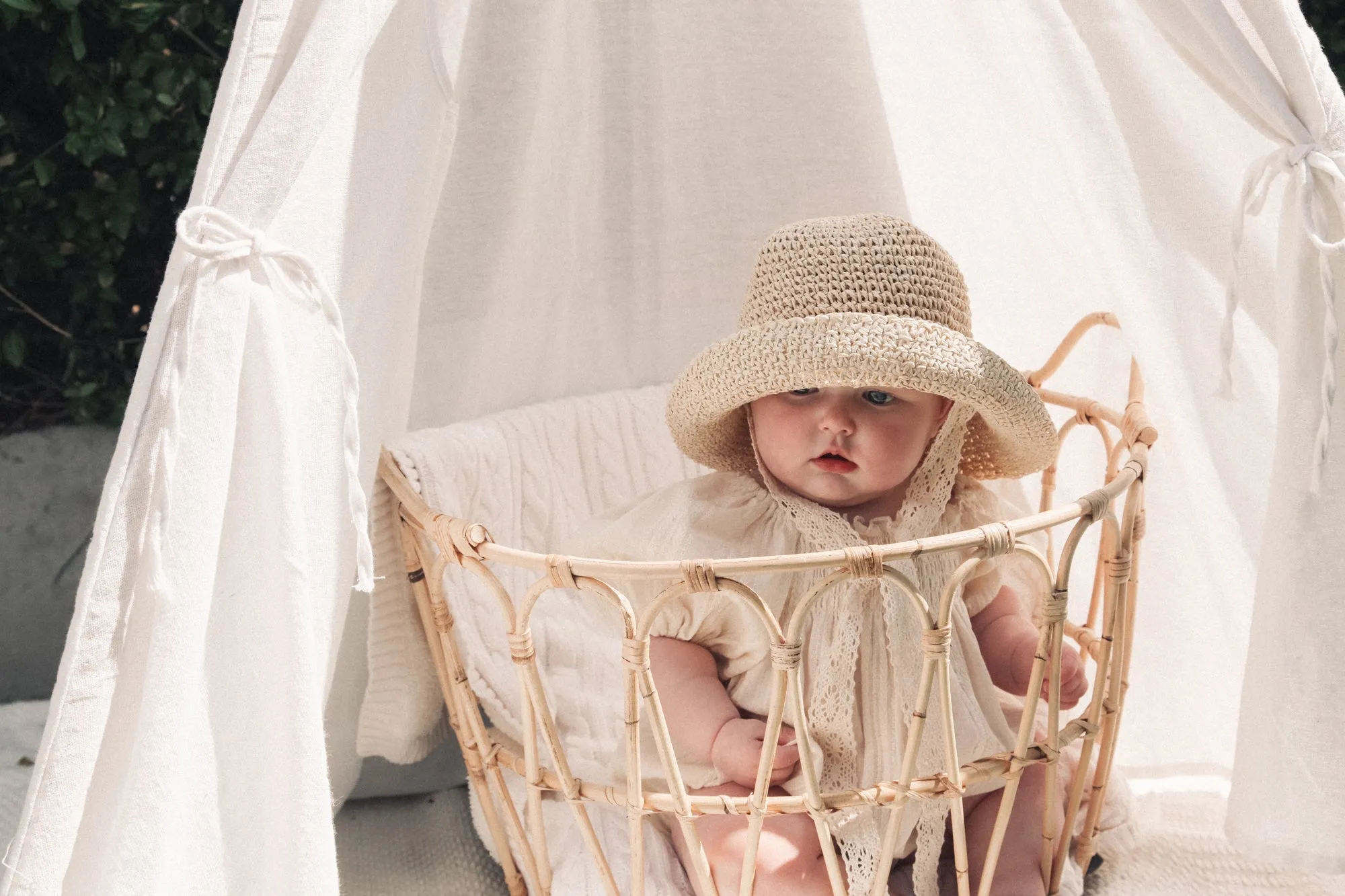 Wicker Lace Tie Hat