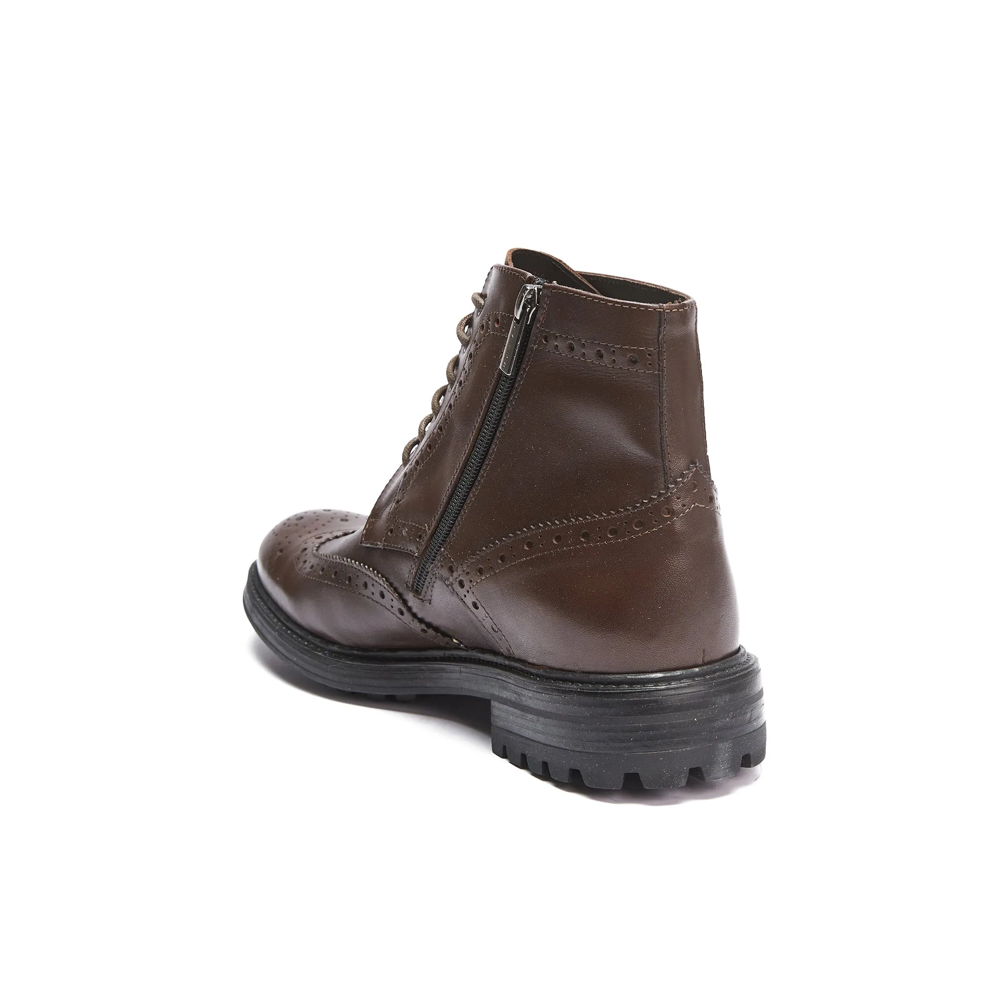 Wing cap ankle boot dark brown