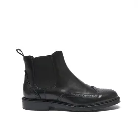 Wing cap chelsea boot black