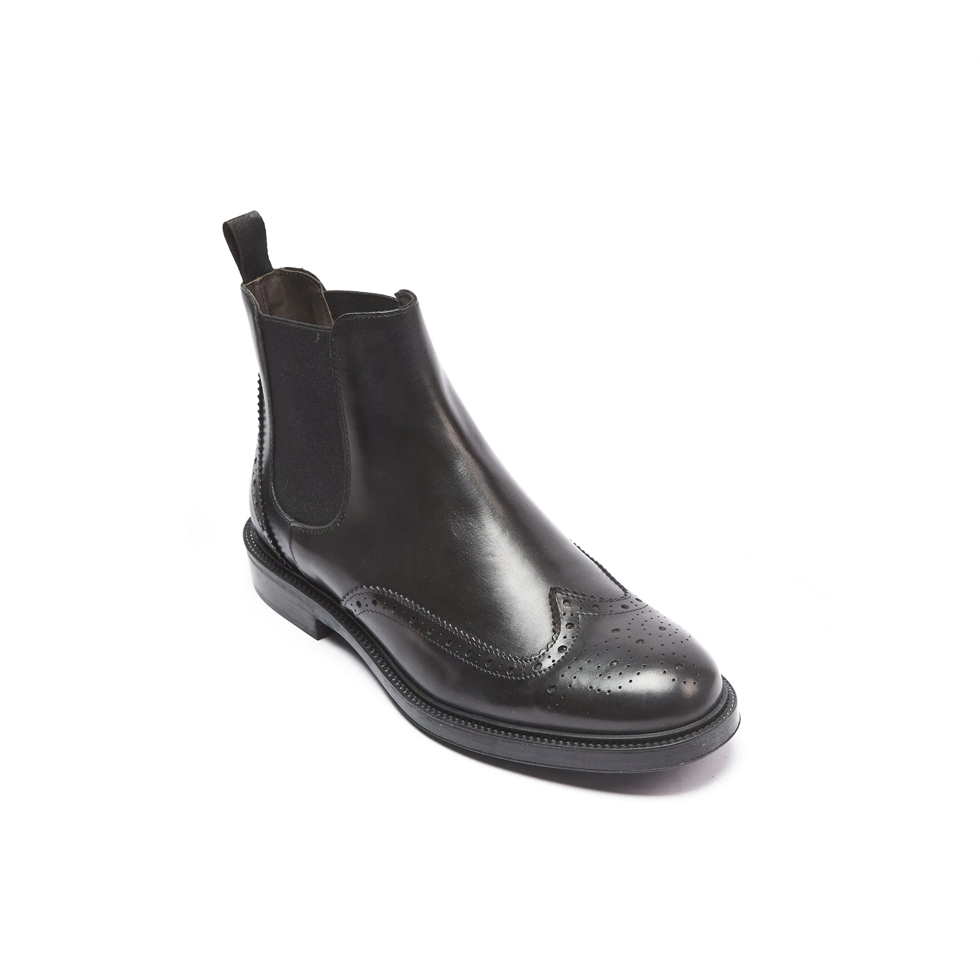 Wing cap chelsea boot black