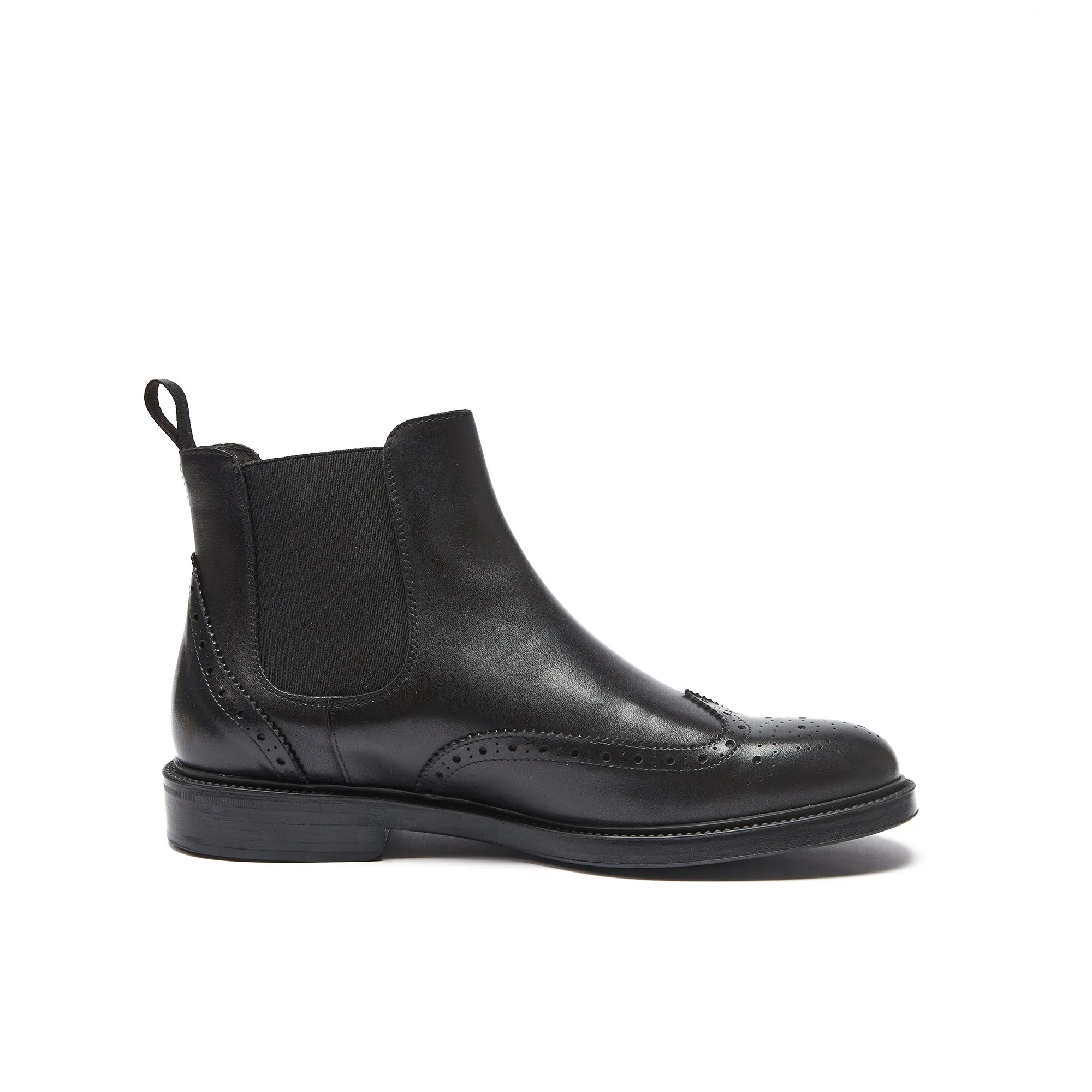 Wing cap chelsea boot black