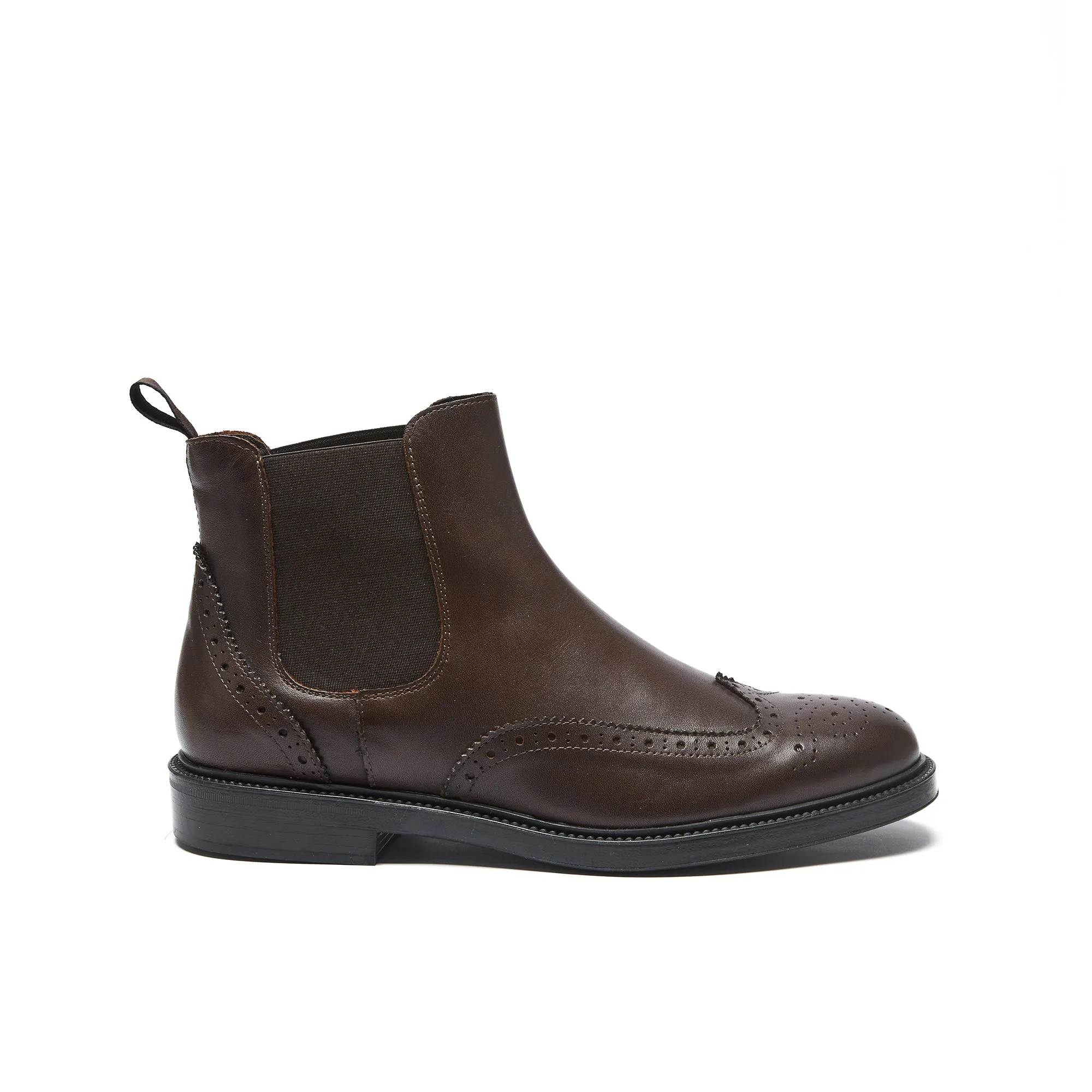 Wing cap chelsea boot dark brown