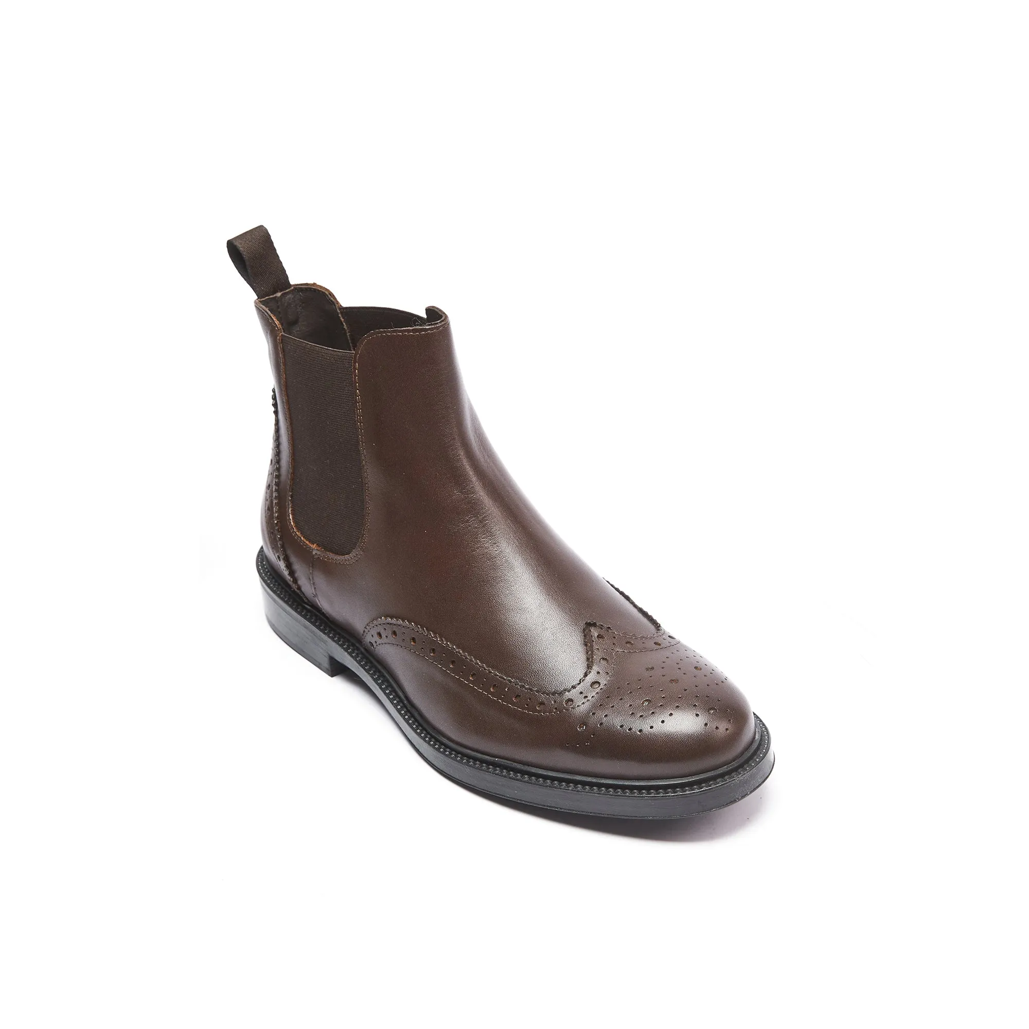 Wing cap chelsea boot dark brown