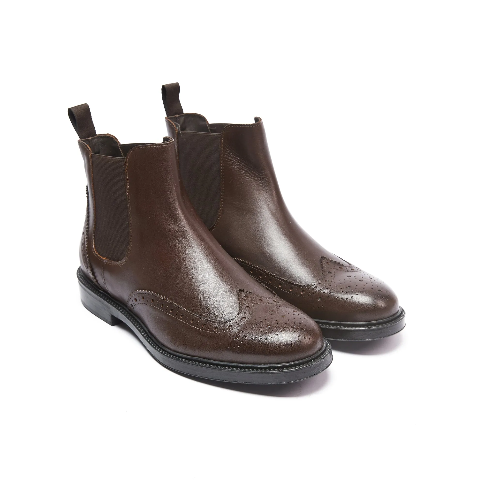 Wing cap chelsea boot dark brown