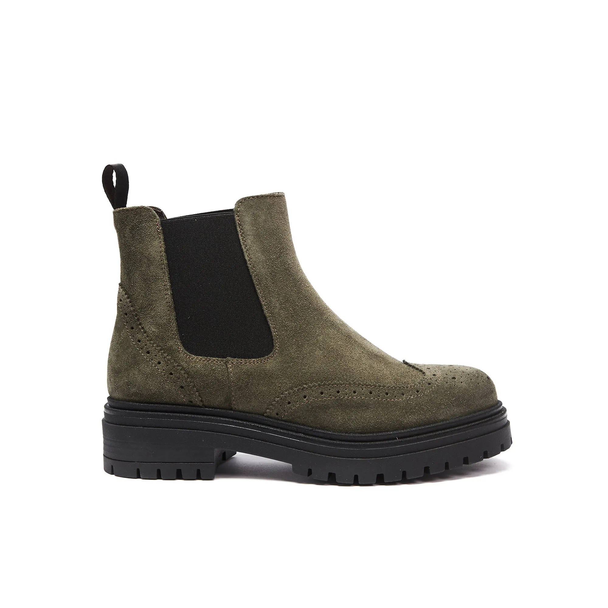 Wing cap chelsea boot green