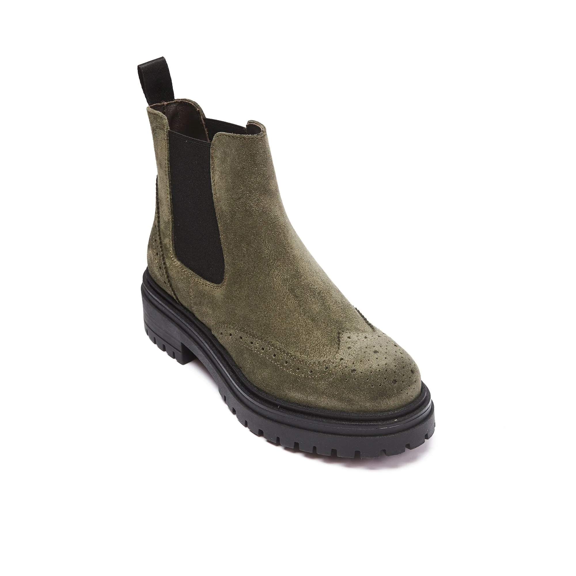 Wing cap chelsea boot green