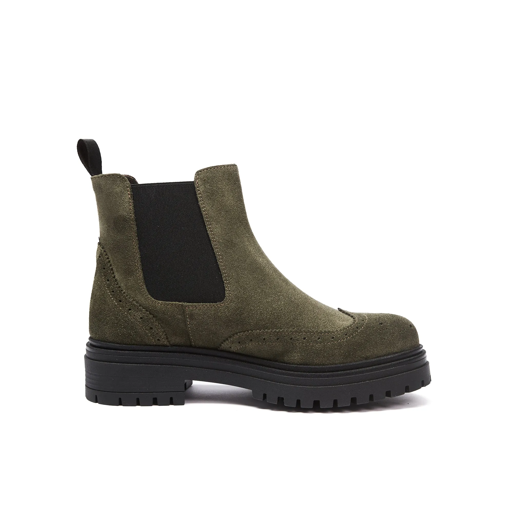 Wing cap chelsea boot green