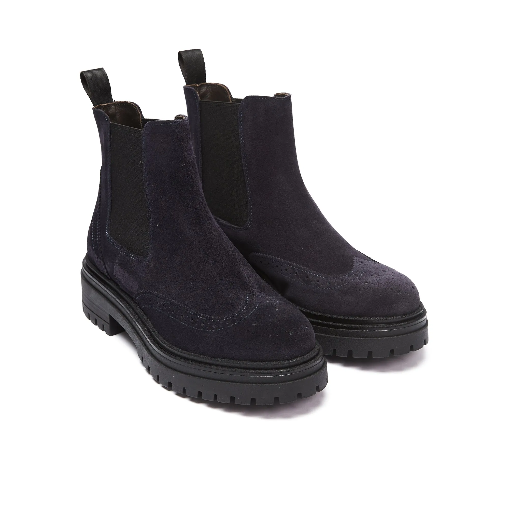 Wing cap chelsea boot navy