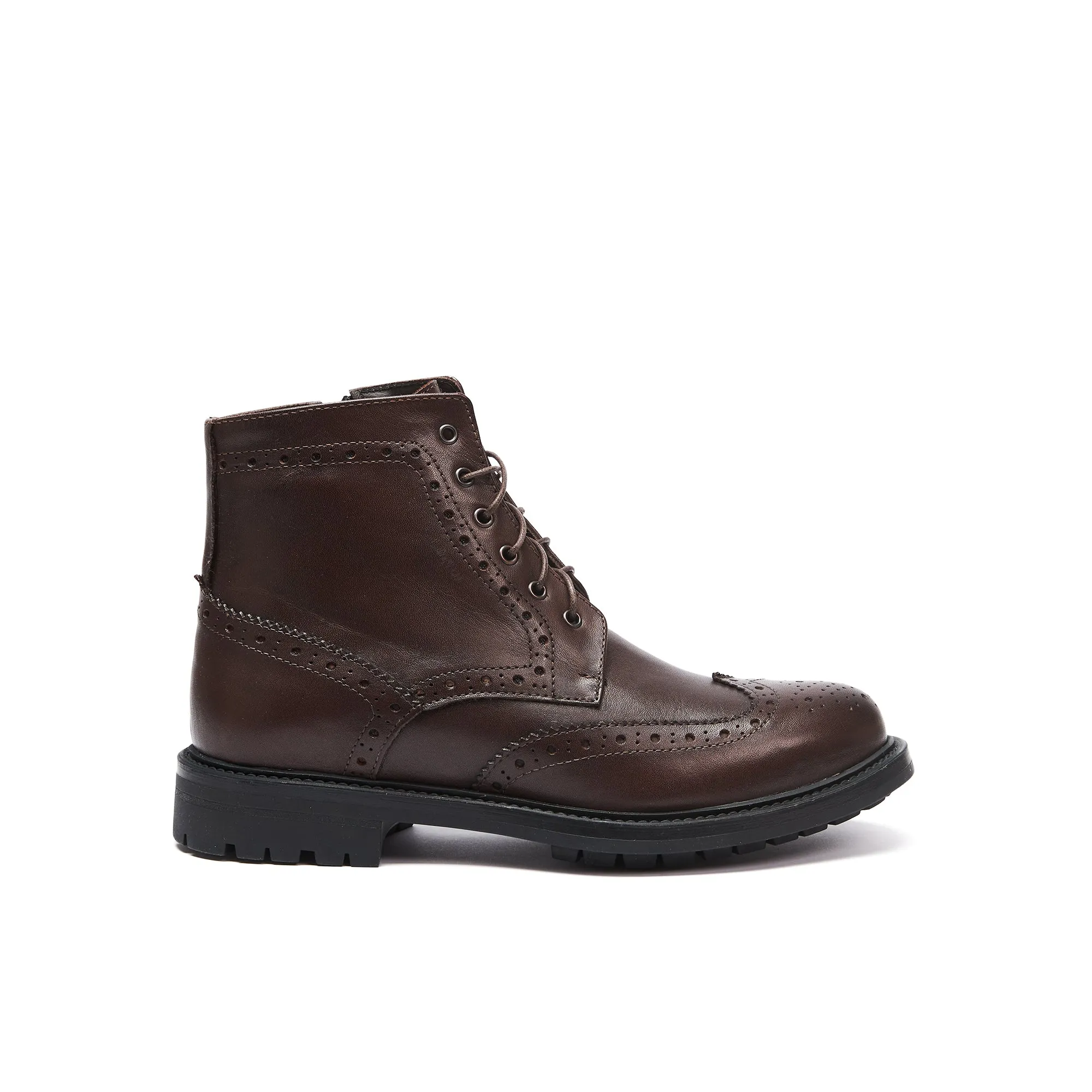 Wing cap laced boot dark brown