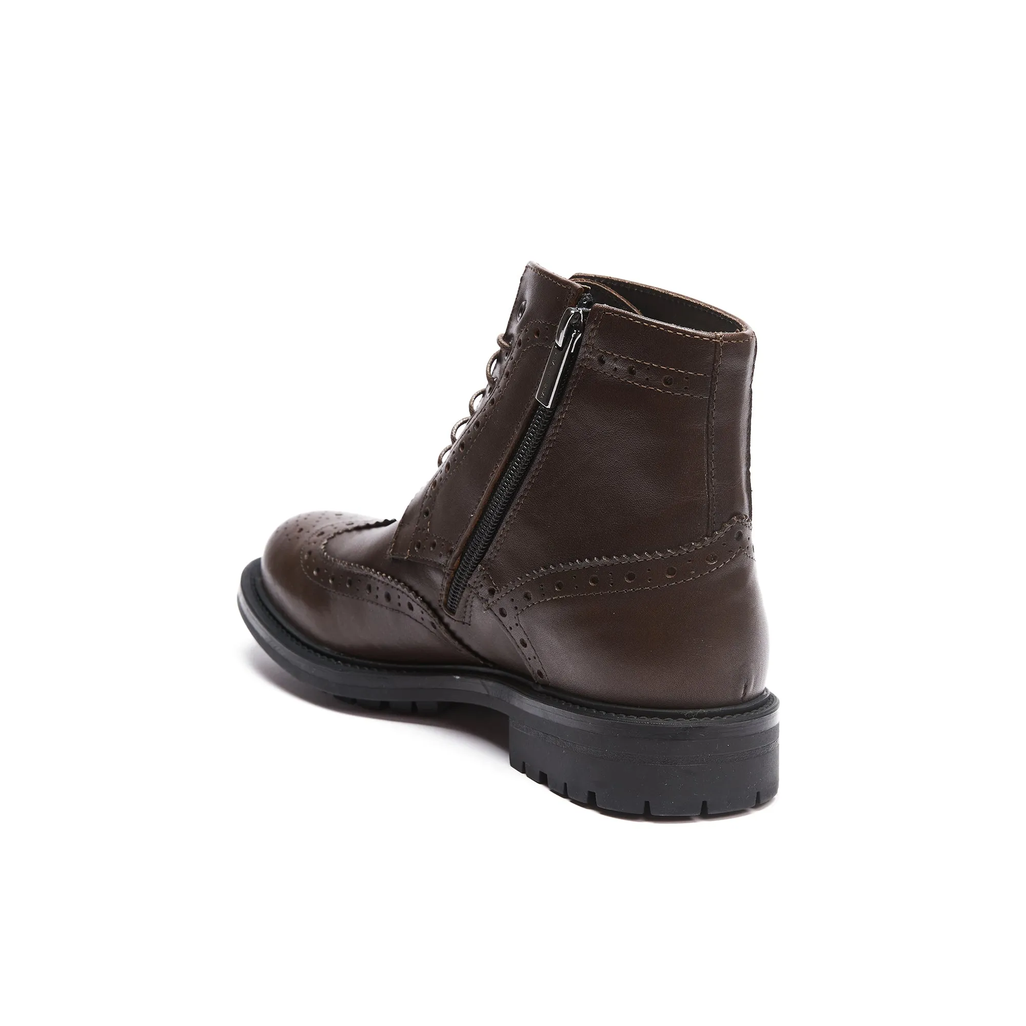 Wing cap laced boot dark brown