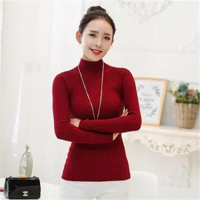 Women Sweaters Plus Size 8 Colors Computer Knitted Long Sleeve Casual Regular Tuttleneck Wool Pullovers GS