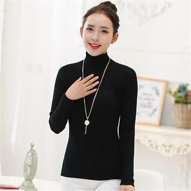 Women Sweaters Plus Size 8 Colors Computer Knitted Long Sleeve Casual Regular Tuttleneck Wool Pullovers GS