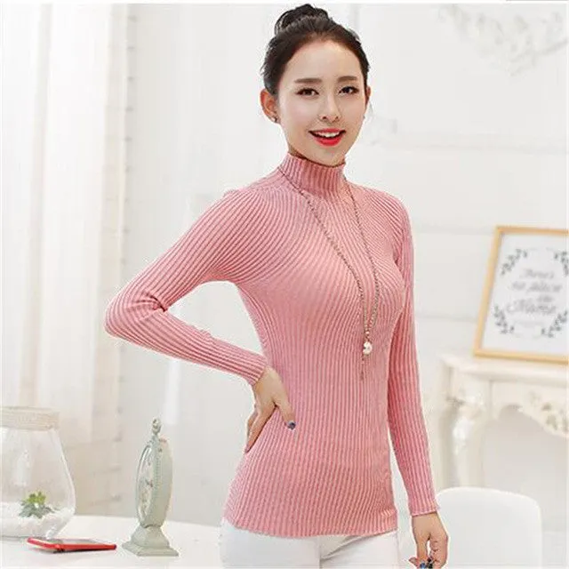 Women Sweaters Plus Size 8 Colors Computer Knitted Long Sleeve Casual Regular Tuttleneck Wool Pullovers GS