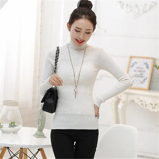 Women Sweaters Plus Size 8 Colors Computer Knitted Long Sleeve Casual Regular Tuttleneck Wool Pullovers GS