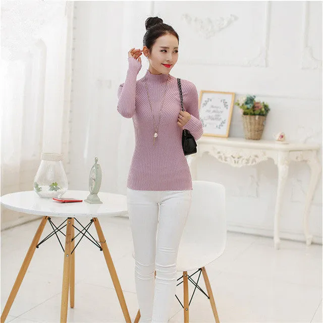 Women Sweaters Plus Size 8 Colors Computer Knitted Long Sleeve Casual Regular Tuttleneck Wool Pullovers GS