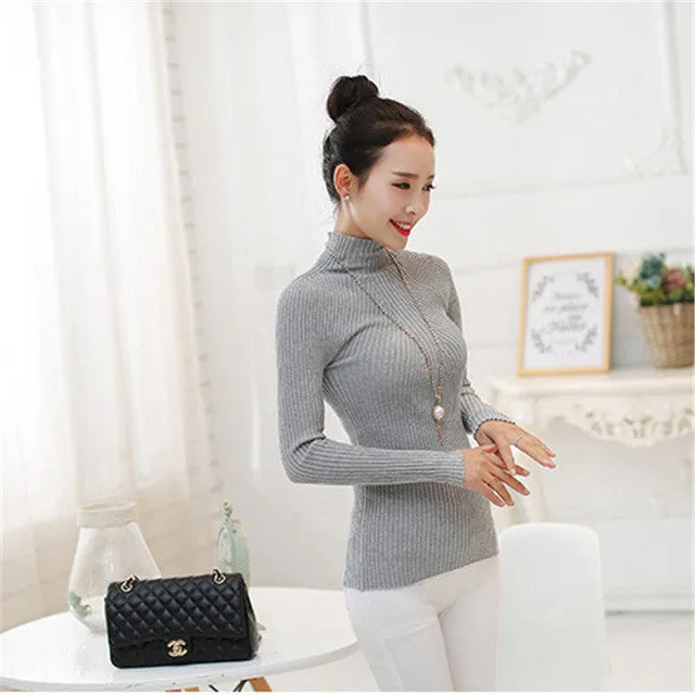 Women Sweaters Plus Size 8 Colors Computer Knitted Long Sleeve Casual Regular Tuttleneck Wool Pullovers GS