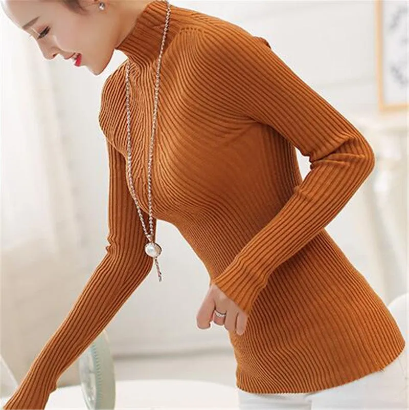 Women Sweaters Plus Size 8 Colors Computer Knitted Long Sleeve Casual Regular Tuttleneck Wool Pullovers GS