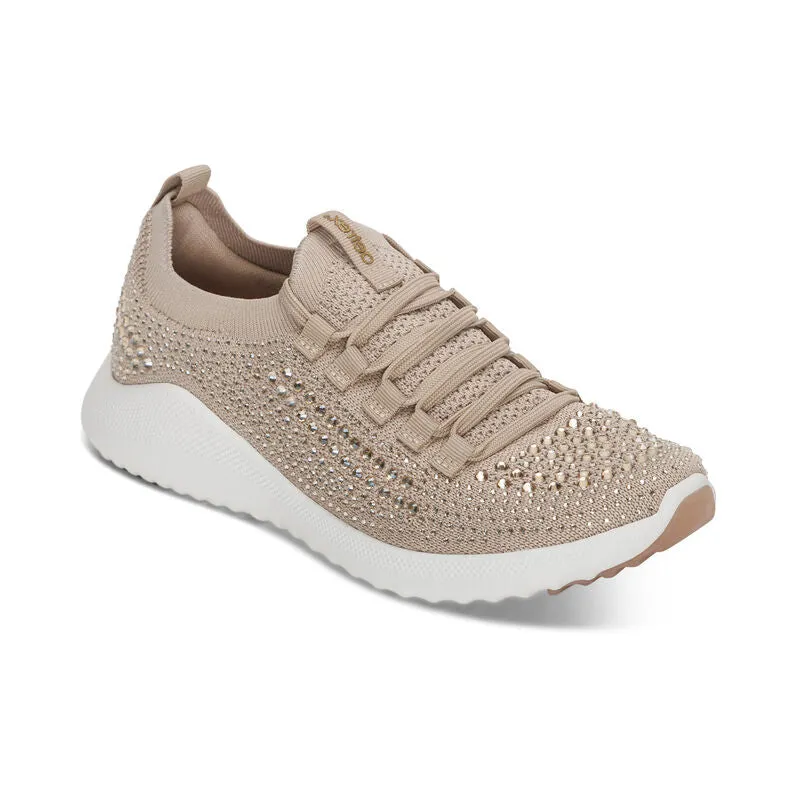 WOMEN'S AETREX CARLY SPARKLE SNEAKER | TAN