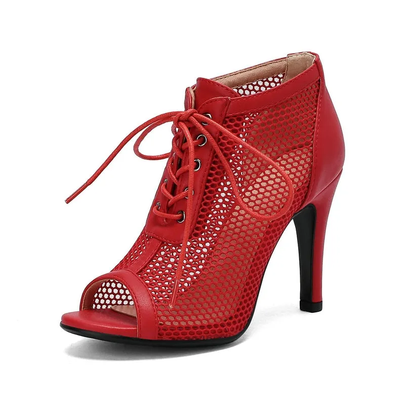 Women's Elegant Sexy High Heel Peep Toe Air Mesh Comfortable Shoes