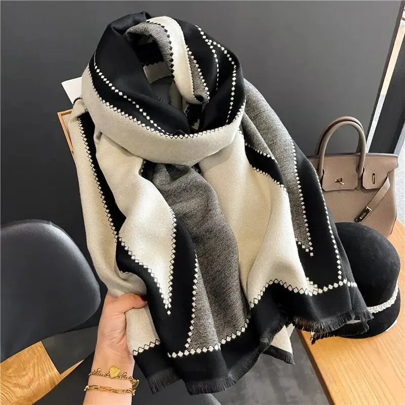 Women's Luxury Casual Style Winter Warm Printed Pashmina Wrap Shawl