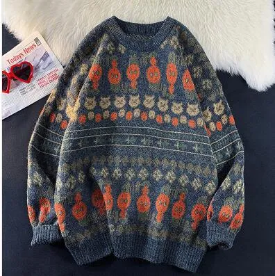 Xituodai Knitted Sweater Men Clothing Harajuku Fashion Mens Sweaters Pullovers Retro Clothes Knitwear 2XL 2022 New Arrivals