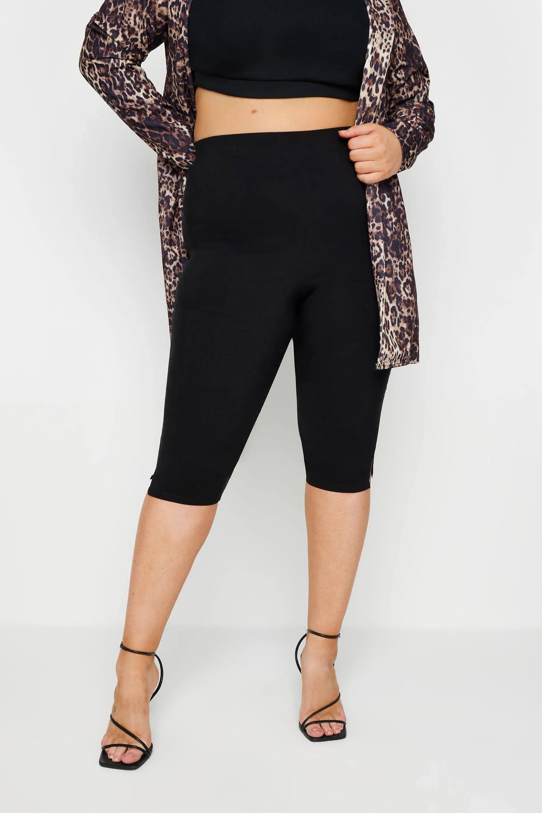 YOURS Curve Black Capri Cropped Trousers