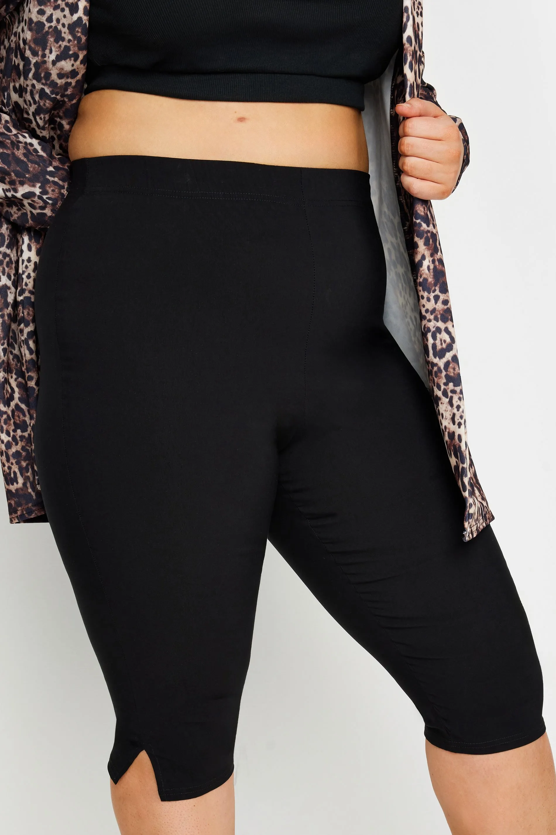 YOURS Curve Black Capri Cropped Trousers