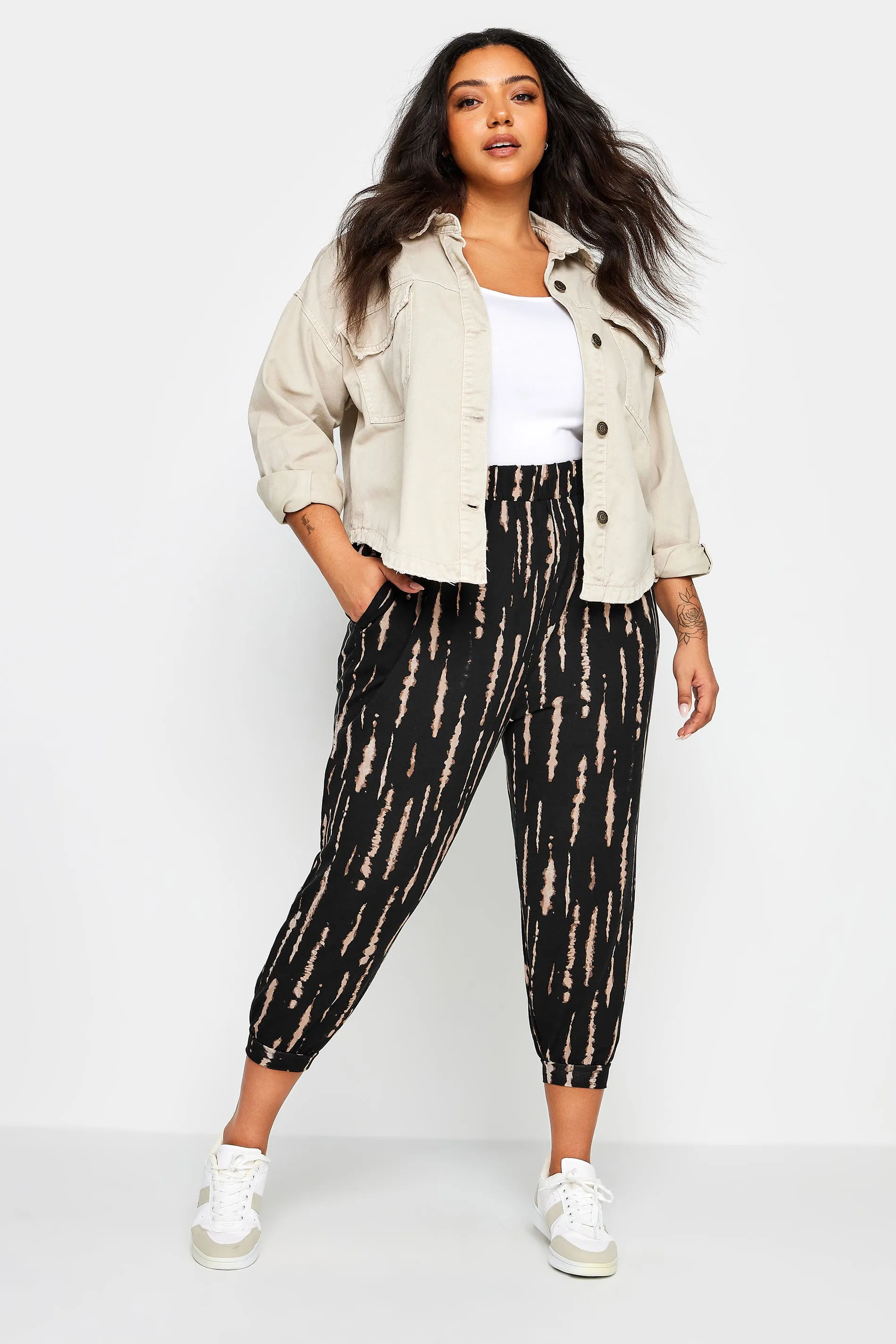 YOURS Curve Black Crop Harem Trousers