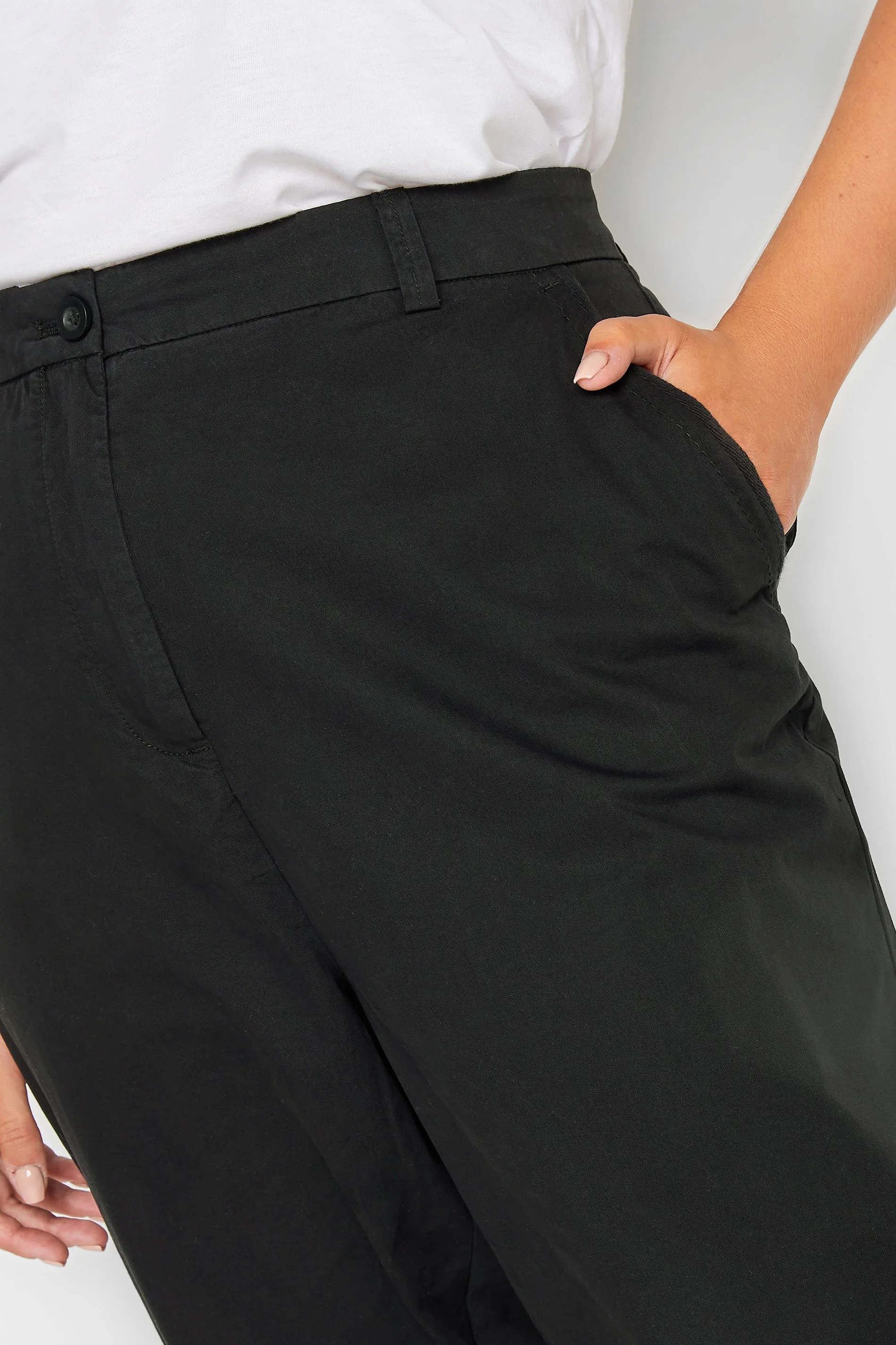 YOURS Curve Black Cropped Chino Trousers