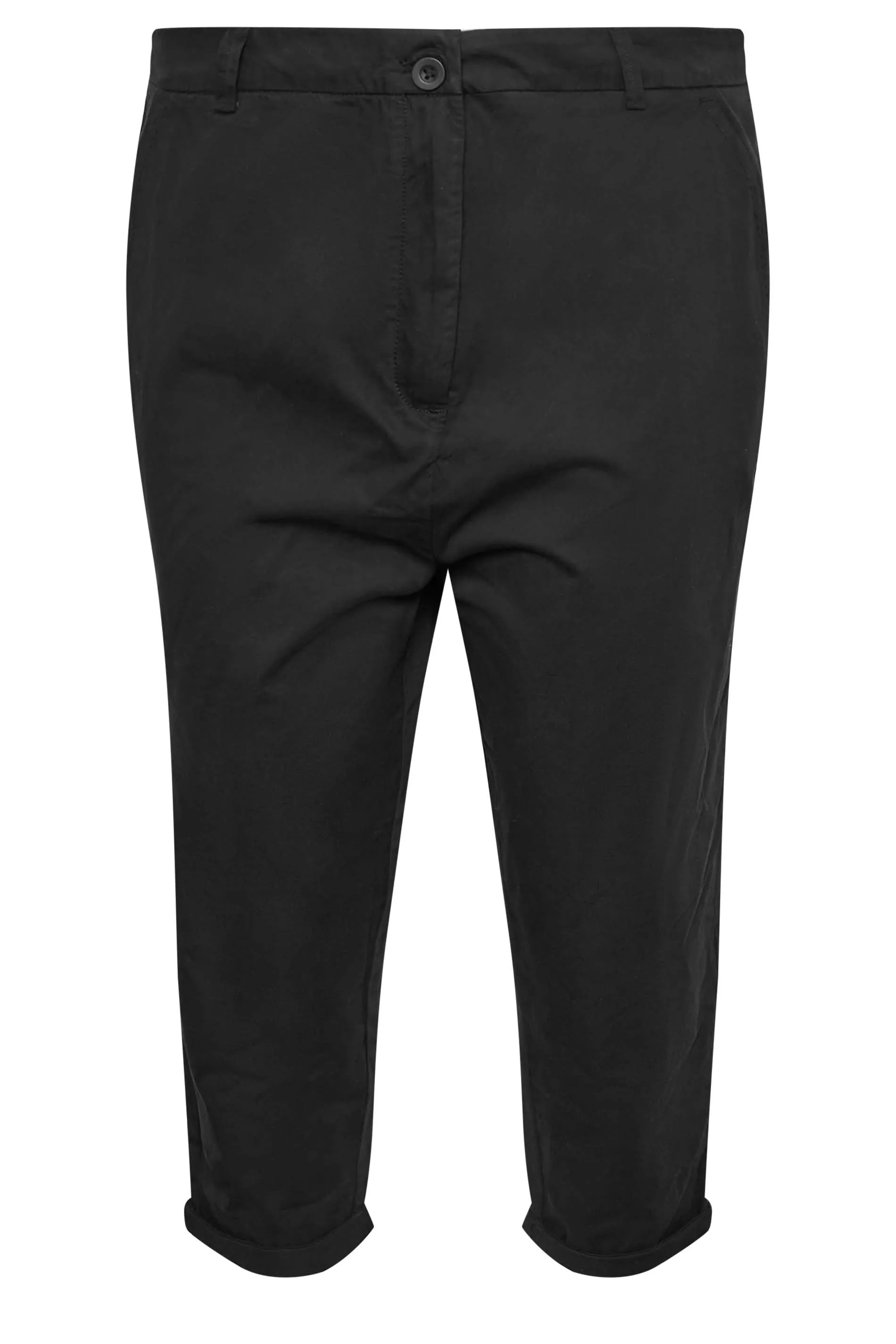 YOURS Curve Black Cropped Chino Trousers