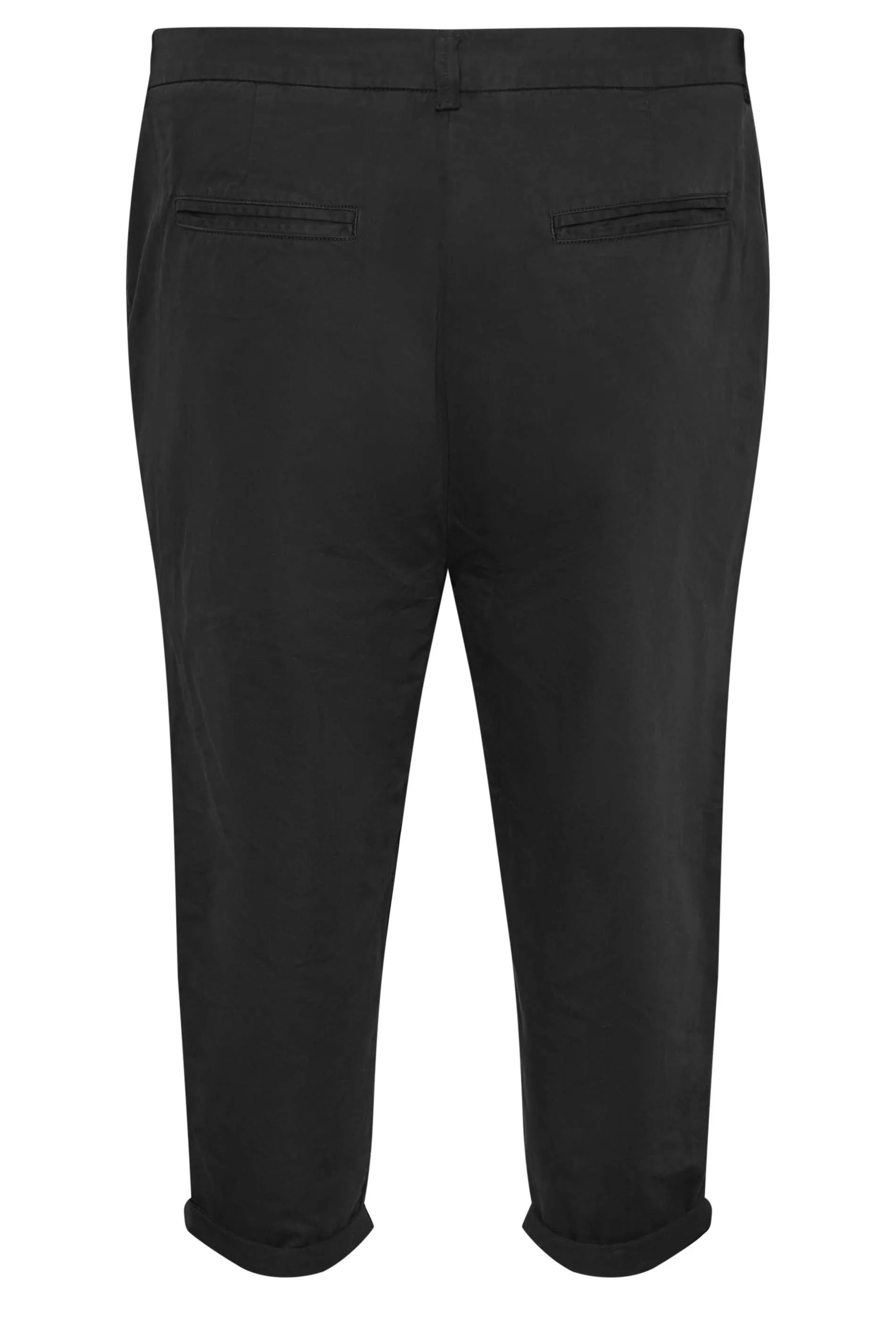 YOURS Curve Black Cropped Chino Trousers