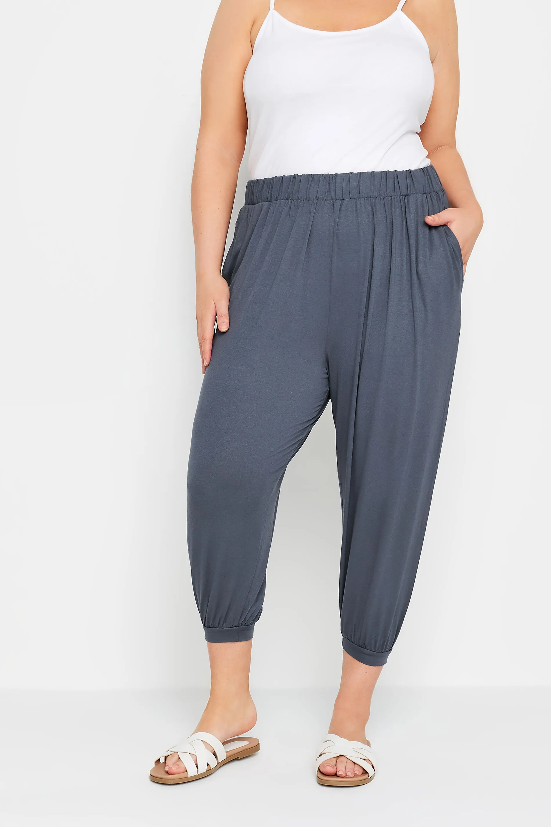 YOURS Curve Charcoal Grey Harem Trousers