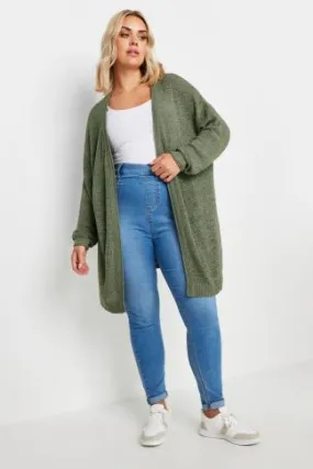 YOURS Curve Khaki Green Knitted Cardigan