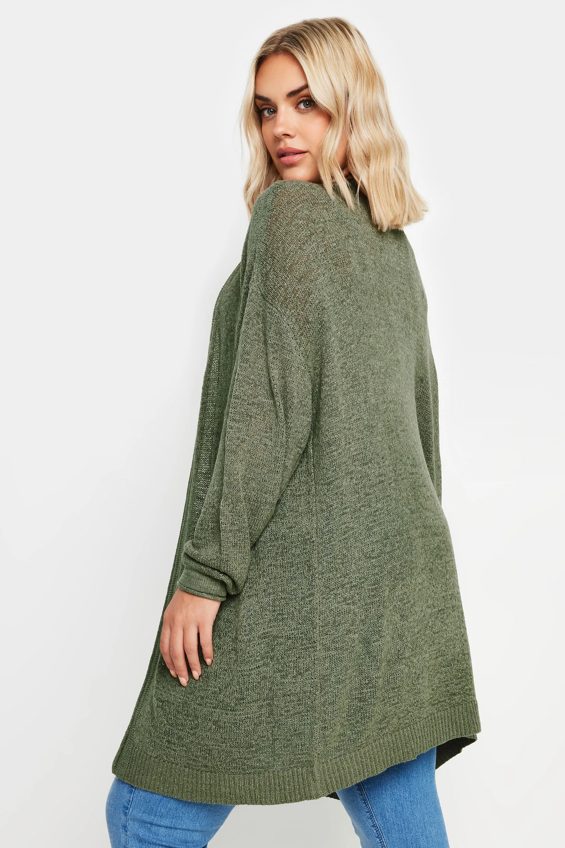 YOURS Curve Khaki Green Knitted Cardigan