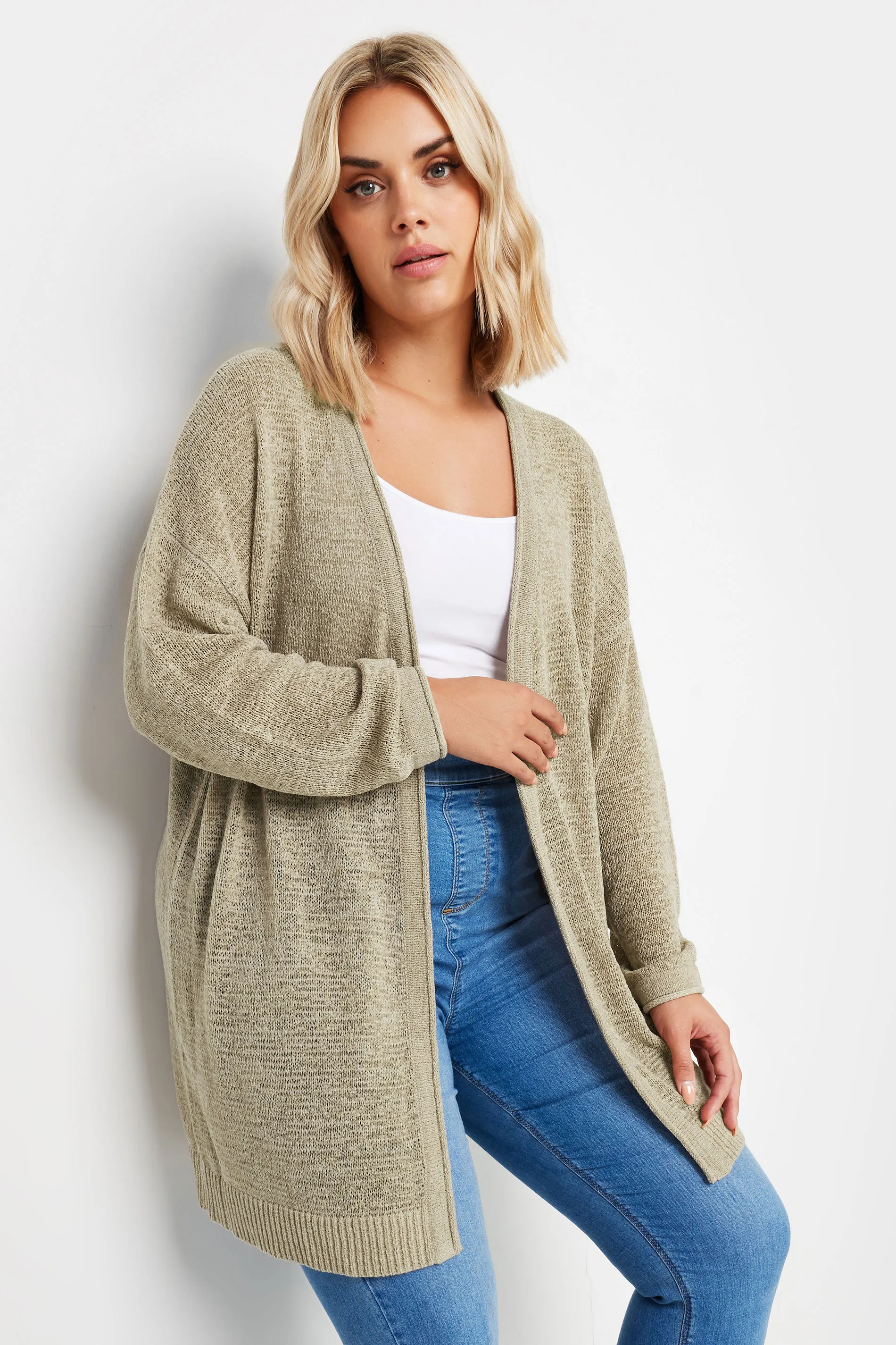 YOURS Curve Natural Brown Knitted Cardigan