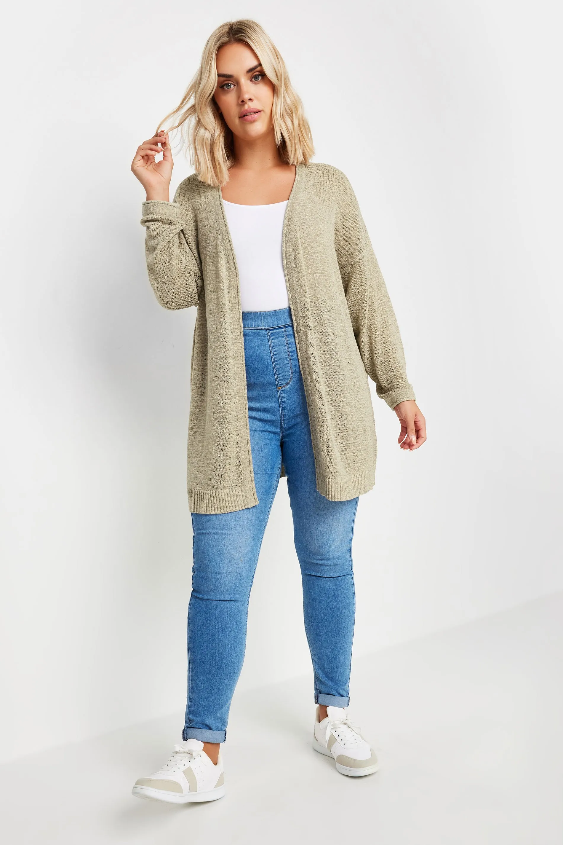 YOURS Curve Natural Brown Knitted Cardigan