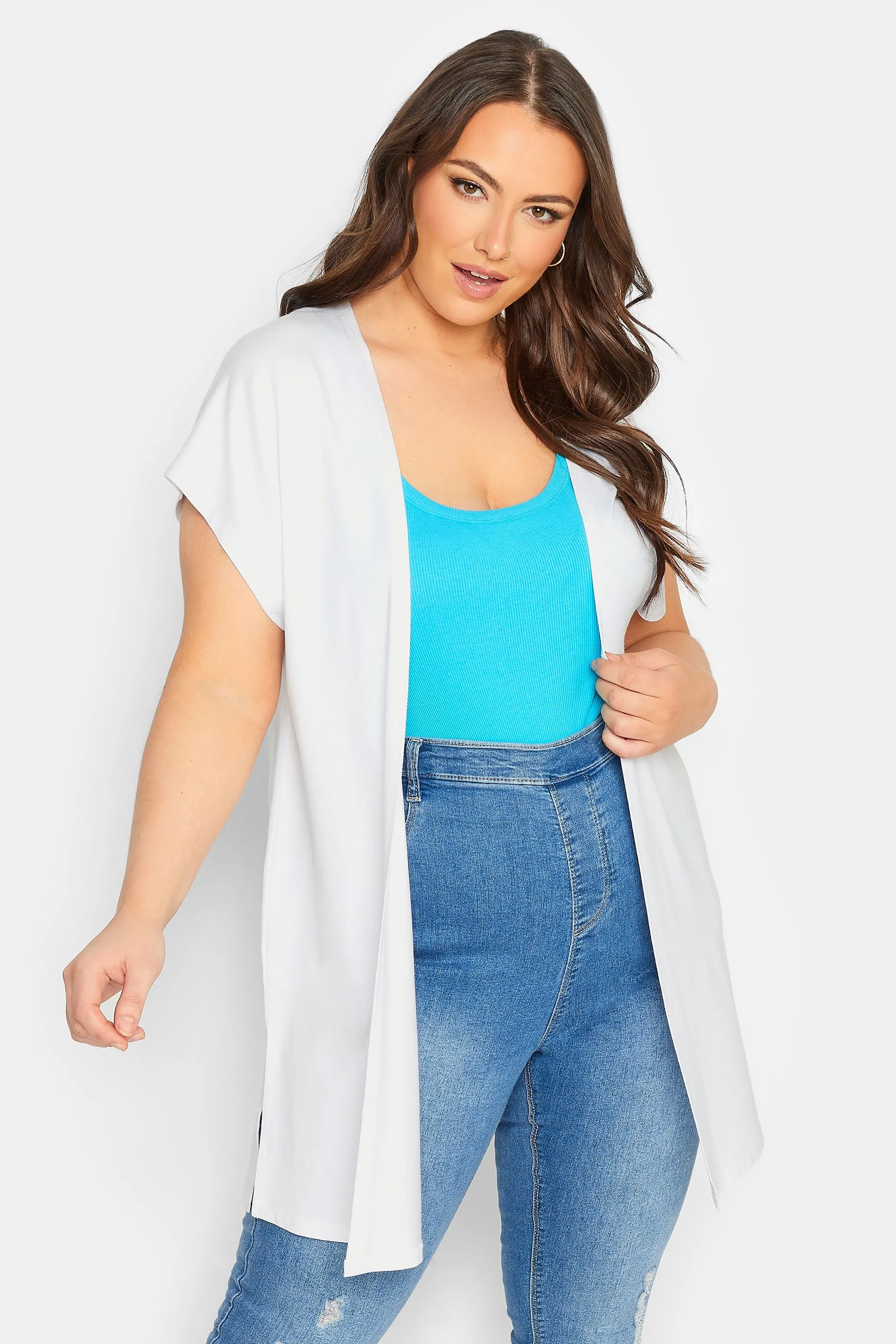 YOURS Curve White Short Sleeve Cardigan