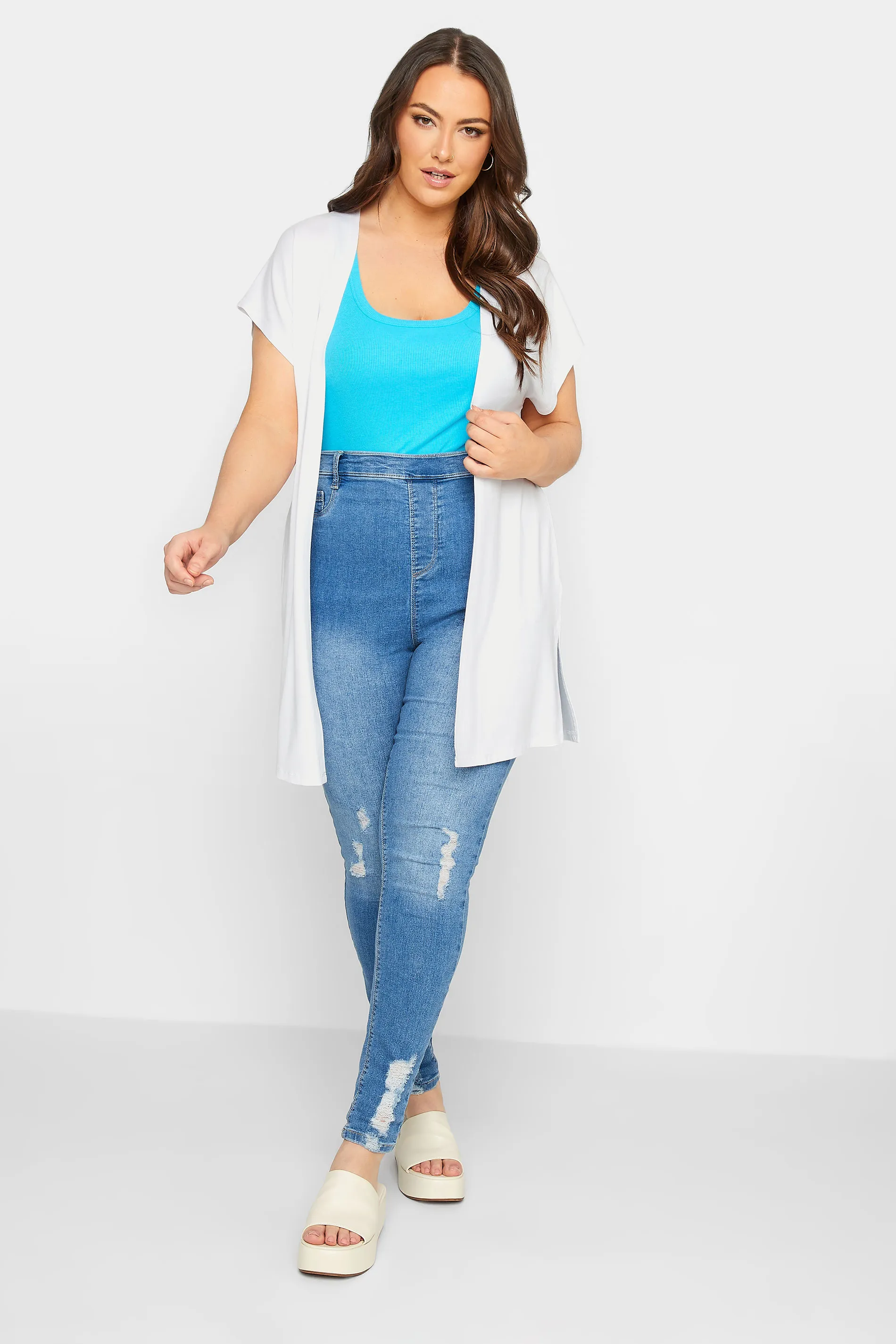 YOURS Curve White Short Sleeve Cardigan