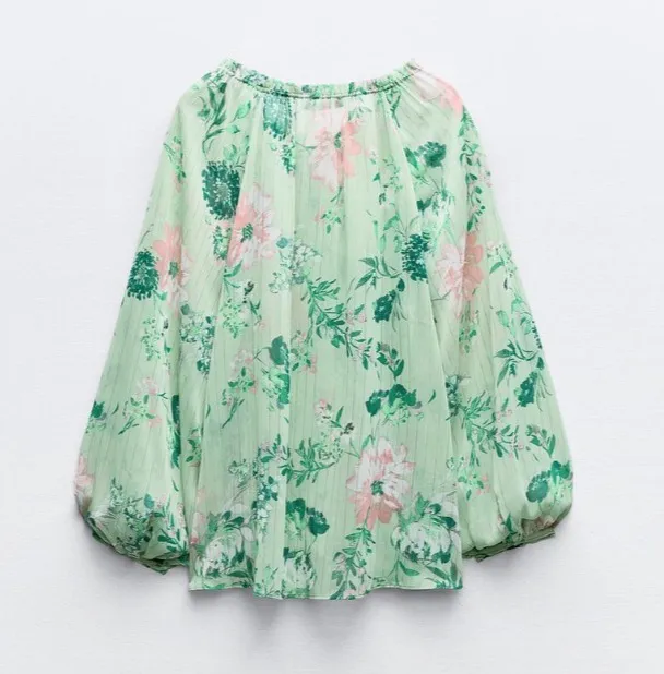 ZARA  |Flower Patterns Casual Style Long Sleeves Elegant Style