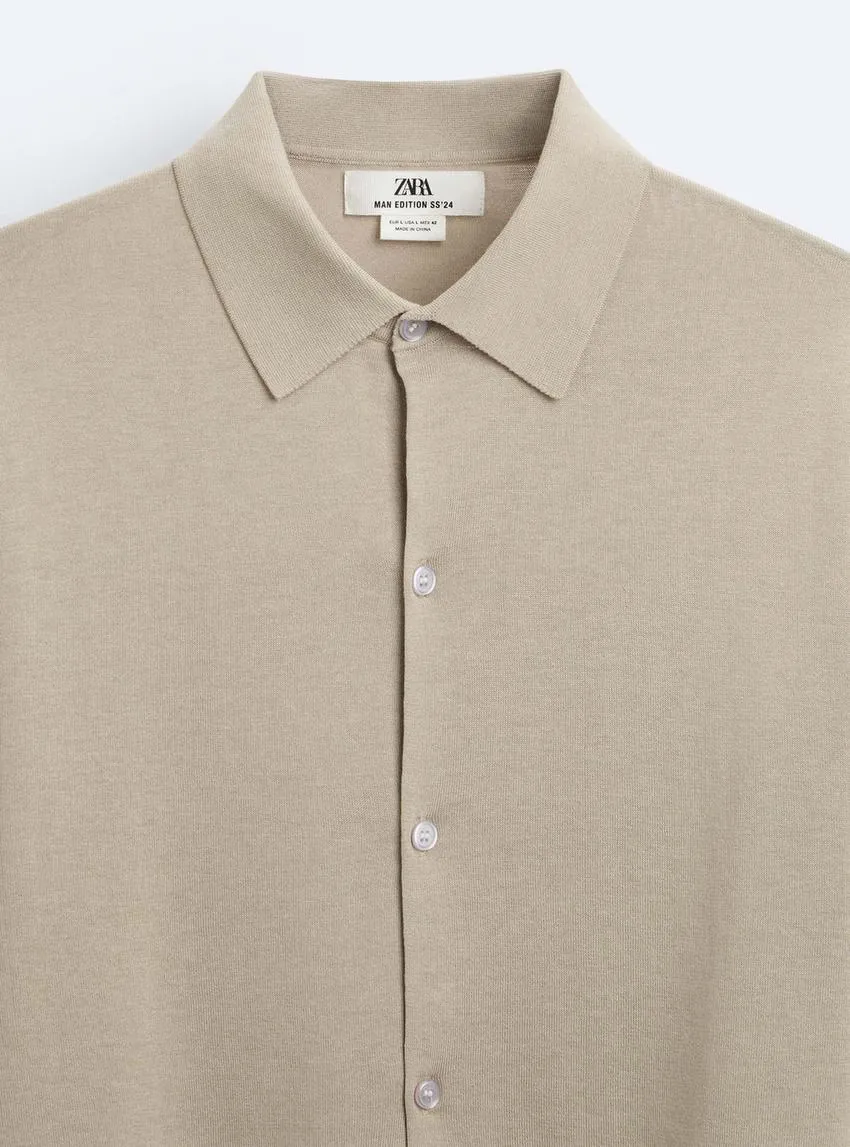 ZARA  |Silk Long Sleeves Plain Cotton Shirts