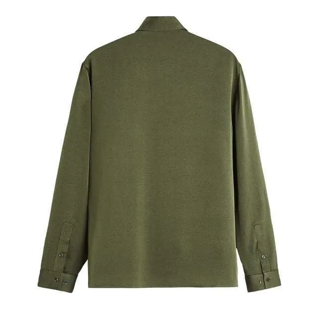 ZARA  |Wool Silk Long Sleeves Plain Shirts