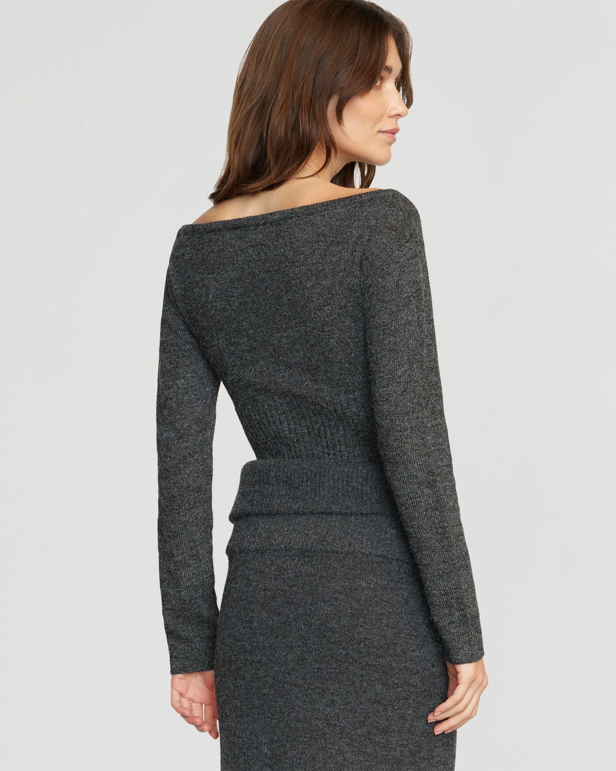 Zaza Ribbed-Waist Sweater | Heather Charcoal