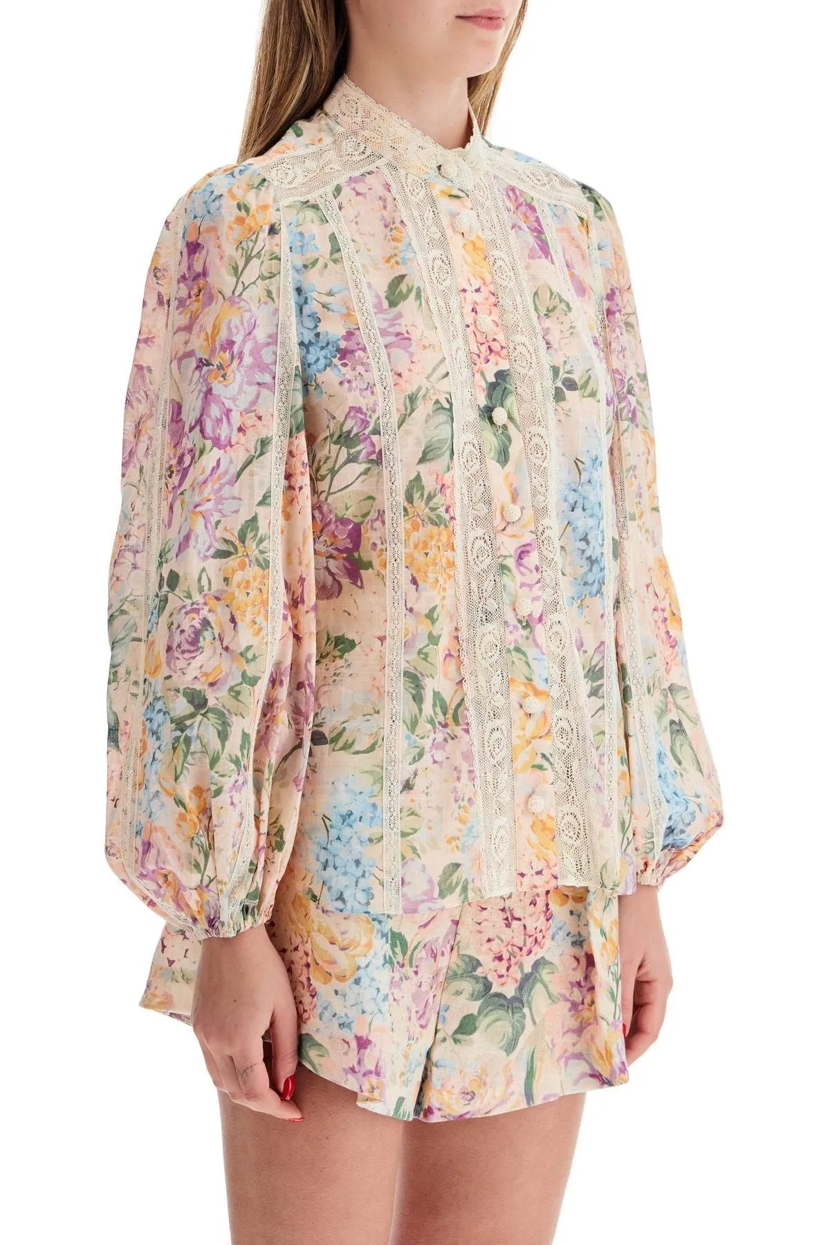 Zimmermann  |Flower Patterns Long Sleeves Cotton Shirts & Blouses